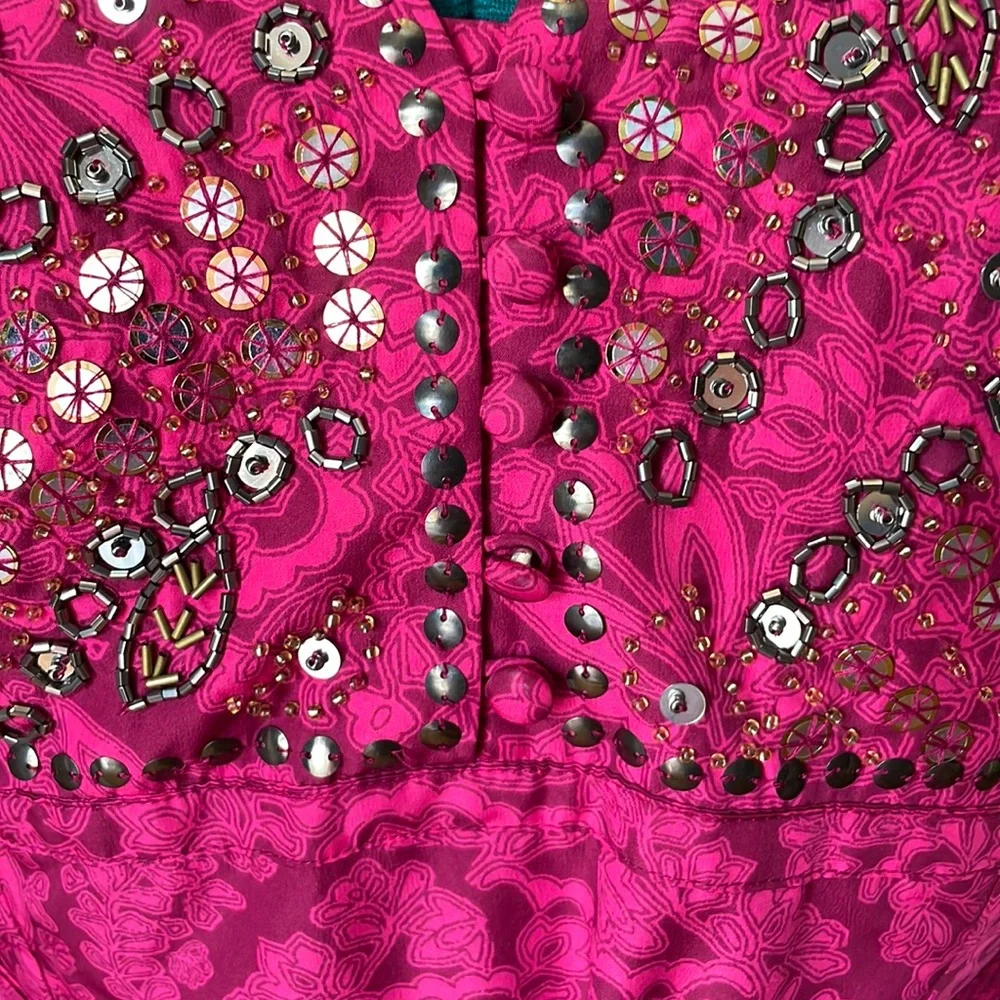 White House Black Market Fuchsia Sequin Retro Fit & Flare Dress Size S - Picture 13 of 13
